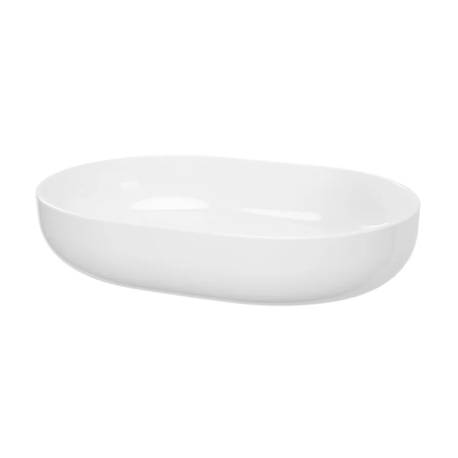 GoodHome Vasque à poser ovale céramique blanc brillant Cavally* Vasque À Poser
