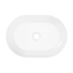 GoodHome Vasque à poser ovale céramique blanc brillant Cavally* Vasque À Poser