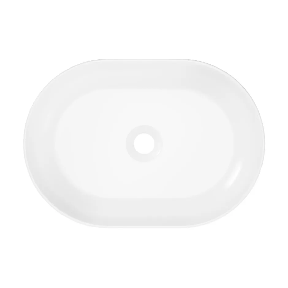 GoodHome Vasque à poser ovale céramique blanc brillant Cavally* Vasque À Poser