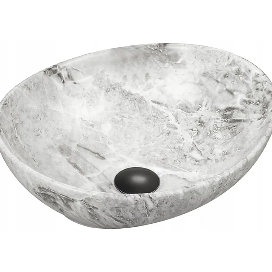Silla Global Vasque à poser ovale, céramique 40,5x33x14 cm Gris* Lavabo