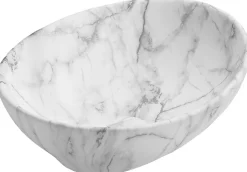 Silla Global Vasque à poser ovale, céramique 40,5x33x14 cm Blanc/gris* Lavabo