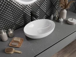 Silla Global Vasque à poser ovale, céramique 50x37x14,5 cm, Blanc
