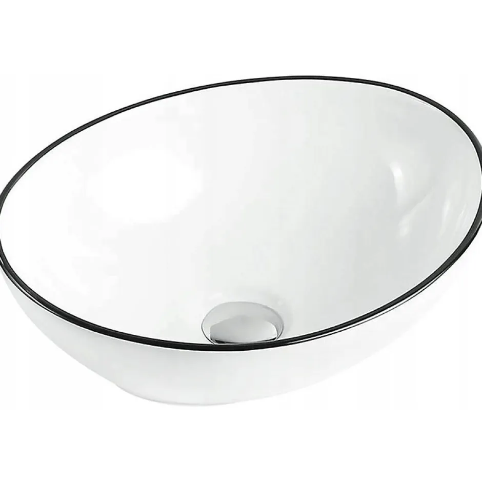 Silla Global Vasque à poser ovale, céramique 40,5x33x14 cm Blanc/noir
