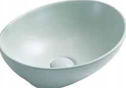 Silla Global Vasque à poser ovale, céramique 40,5x33x14 cm bleu mat* Lavabo