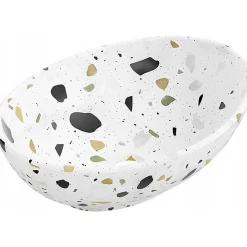 Silla Global Vasque à poser ovale, céramique 40,5x33x14 cm Blanc/Terazzo* Lavabo