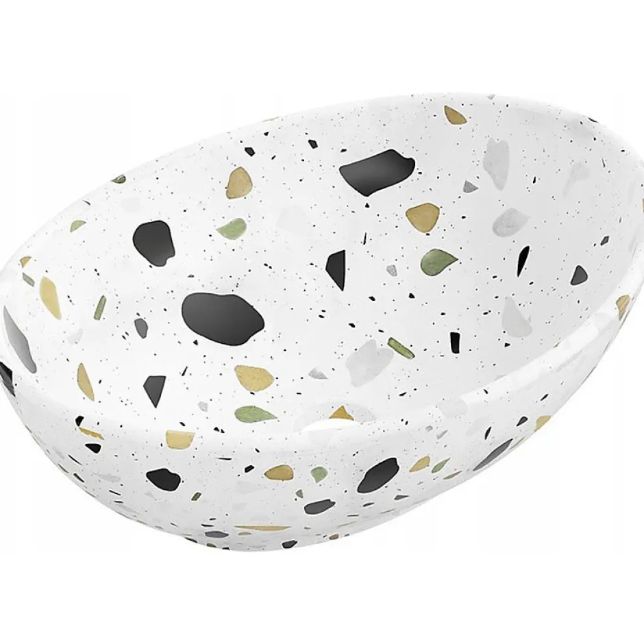 Silla Global Vasque à poser ovale, céramique 40,5x33x14 cm Blanc/Terazzo* Lavabo