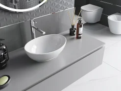 Silla Global Vasque à poser ovale, céramique 40,5x33x14 cm Blanc