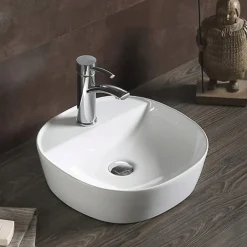 Silla Global Vasque à poser ovale, céramique, 40x40x12 cm, blanc* Lavabo