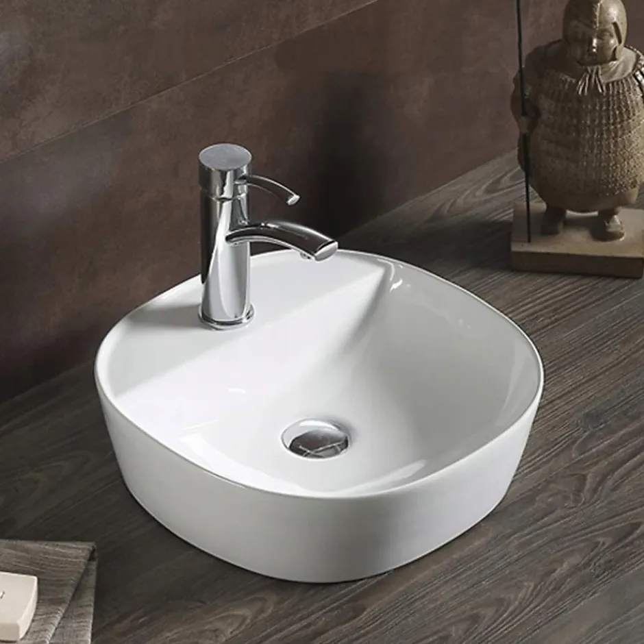 Silla Global Vasque à poser ovale, céramique, 40x40x12 cm, blanc* Lavabo