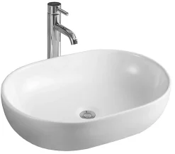 Silla Global Vasque à poser ovale, céramique, 59x40x14 cm, blanc