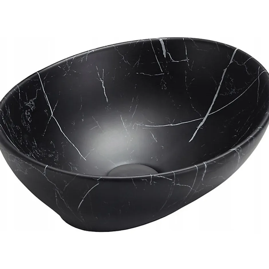 Silla Global Vasque à poser ovale, céramique 40,5x33x14 cm marbre noir