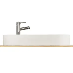 Homesight Vasque à poser ovale en béton beige effet moucheté l.80 x H.12 x P.36,5 cm, Pao* Vasque À Poser