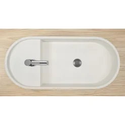 Homesight Vasque à poser ovale en béton beige effet moucheté l.80 x H.12 x P.36,5 cm, Pao* Vasque À Poser