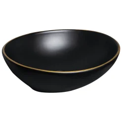 Kerra Vasque à poser ovale en ceramique FORMOZA noir lisere dore 41.5 x 33.5 cm