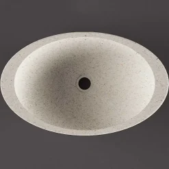 Autres Vasque à poser ovale grise en Terrazzo pour salle de bain élégante
