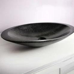Autres Vasque à poser ovale noire en Terrazzo pour salle de bain moderne
