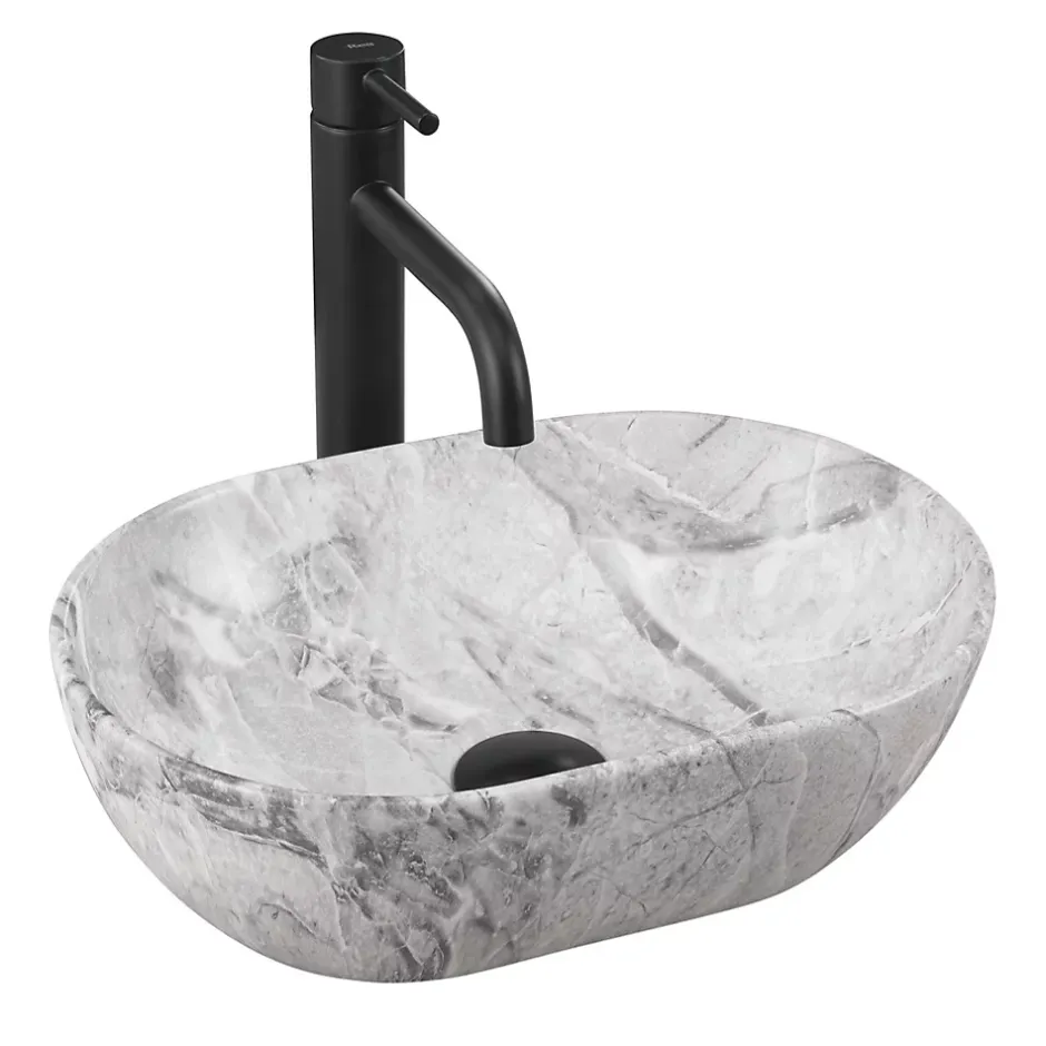 Rea Vasque À Poser Amelia Mini Stone Matt Light Grey Oval
