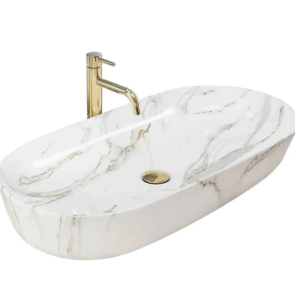 Rea Vasque À Poser Cleo 81 Shiny Aiax White Oval* Vasque À Poser