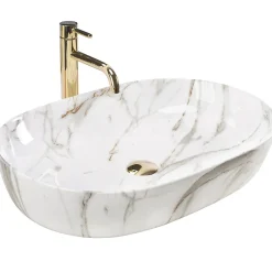 Rea Vasque À Poser Cleo 61 Shiny Aiax White Oval* Vasque À Poser
