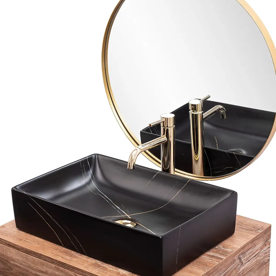 Rea Vasque À Poser Inga Marble- Nablatowa Black Rectangle