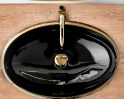 Rea Vasque À Poser Meryl Black Gold Oval* Vasque À Poser
