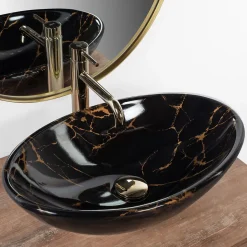 Rea Vasque À Poser Pamela Marble Shiny Black Oval