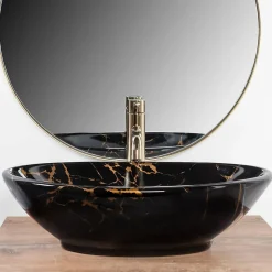 Rea Vasque À Poser Pamela Marble Shiny Black Oval
