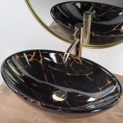 Rea Vasque À Poser Pamela Marble Shiny Black Oval