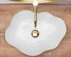 Rea Vasque À Poser Pearl White Gold Oval* Vasque À Poser