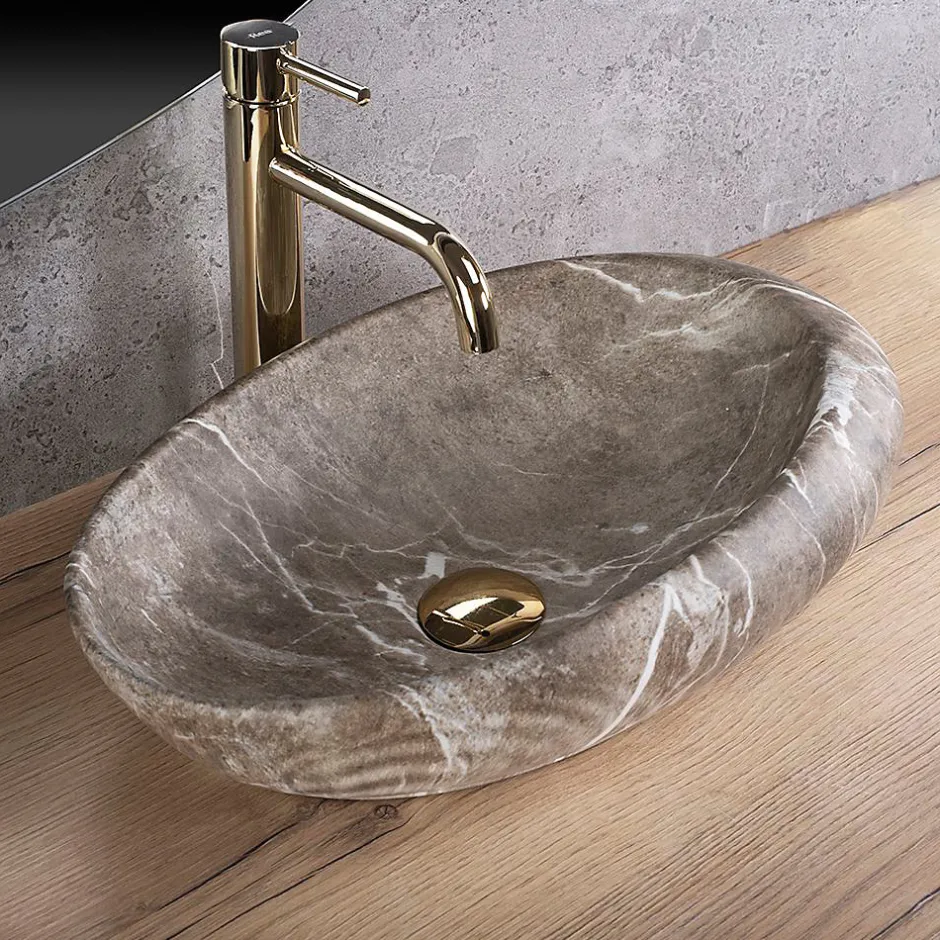 Rea Vasque À Poser Roxy B Stone Nature Grey Oval* Vasque À Poser