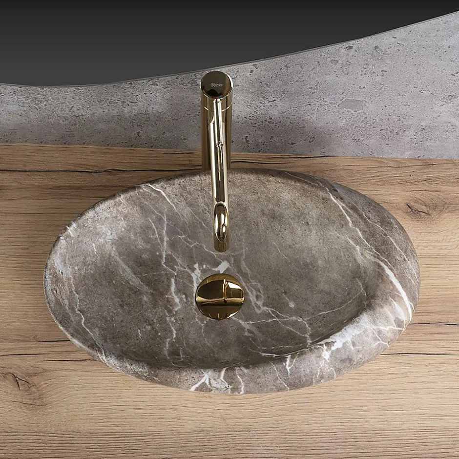 Rea Vasque À Poser Roxy B Stone Nature Grey Oval* Vasque À Poser