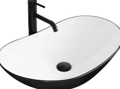 Rea Vasque À Poser Royal White Black Oval* Vasque À Poser
