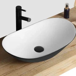 Rea Vasque À Poser Royal White Black Oval* Vasque À Poser