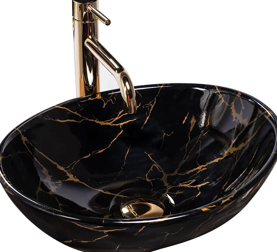 Rea Vasque À Poser Sofia Marble Shiny Black Oval