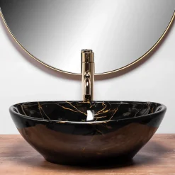 Rea Vasque À Poser Sofia Marble Shiny Black Oval