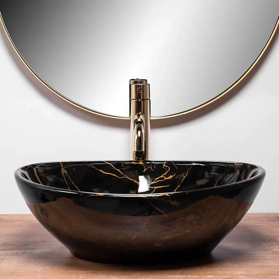 Rea Vasque À Poser Sofia Marble Shiny Black Oval