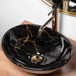 Rea Vasque À Poser Sofia Marble Shiny Black Oval