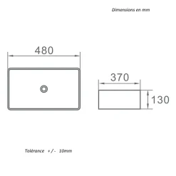 Stano Vasque à poser rectangulaire en ceramique CORDOBA 48 x 37 cm