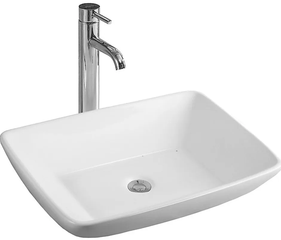 Silla Global Vasque à poser rectangulaire, céramique 59x44x12 cm Blanc* Lavabo