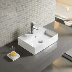 Silla Global Vasque à poser rectangulaire, céramique 50x35x12 cm Blanc