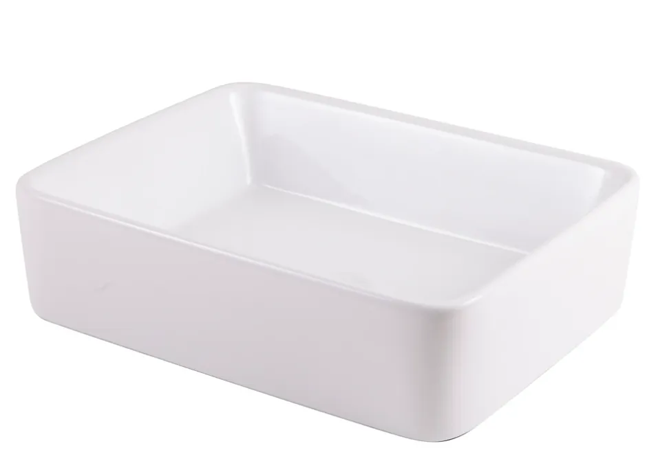 GoodHome Vasque à poser rectangulaire céramique blanche Surma* Vasque À Poser