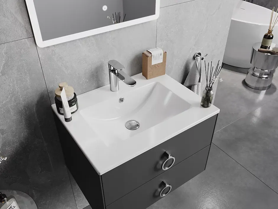 Silla Global Vasque à poser rectangulaire, céramique, 61x46x19 cm, blanc