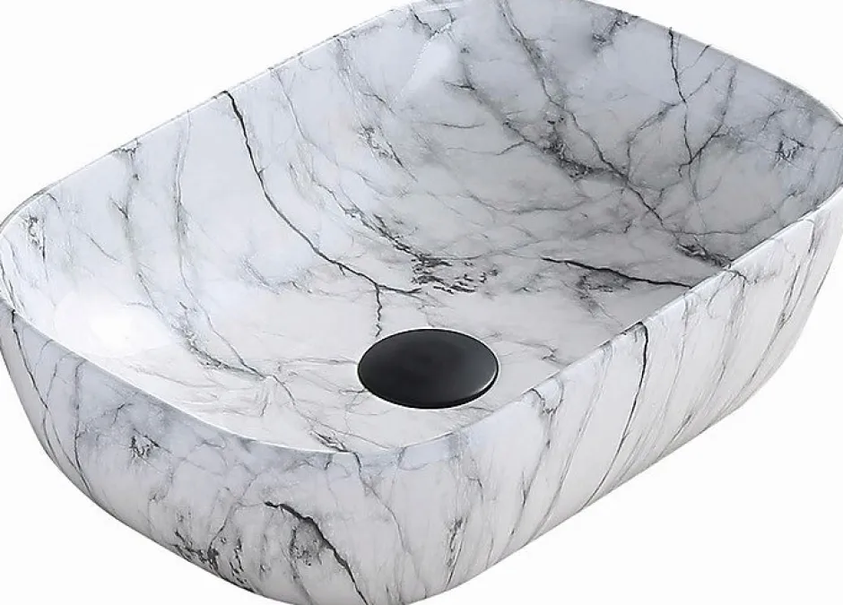 Silla Global Vasque à poser rectangulaire 45,5x32,5x13,5 cm, Maibre blanc* Lavabo