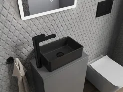 Silla Global Vasque à poser rectangulaire, céramique 36,5x23,5x12 cm Noir