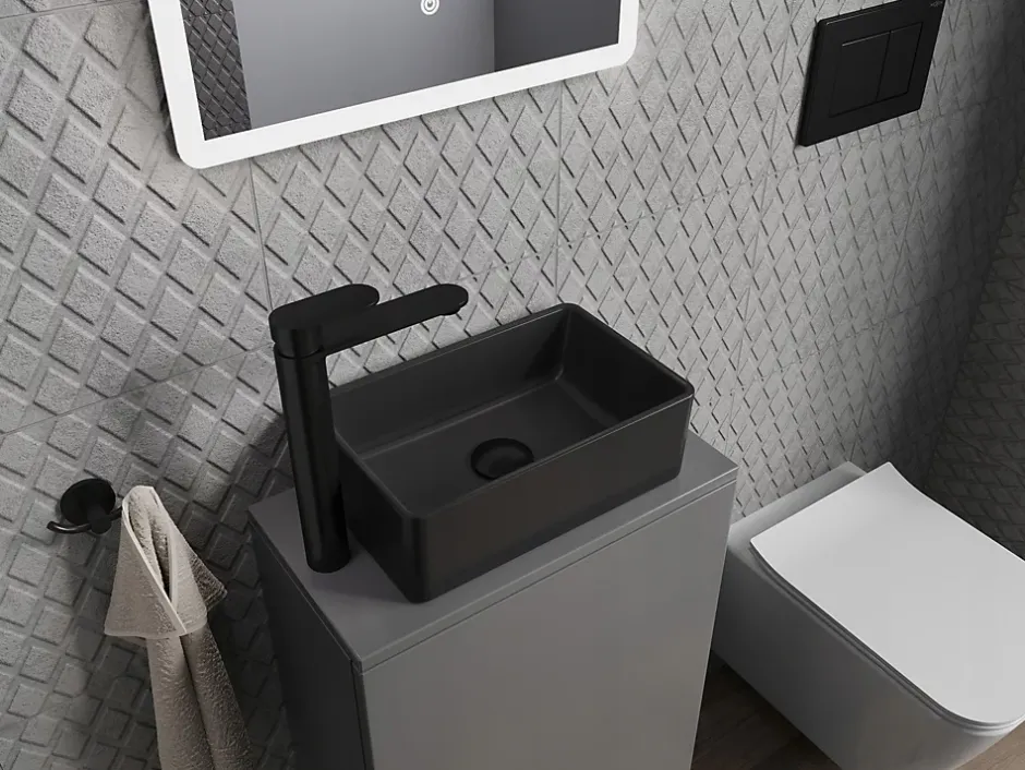 Silla Global Vasque à poser rectangulaire, céramique 36,5x23,5x12 cm Noir