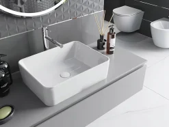Silla Global Vasque à poser rectangulaire, céramique 48x37x13 cm Blanc