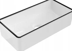 Silla Global Vasque à poser rectangulaire, céramique 46,5x23,5x12 cm Blanc/Noir