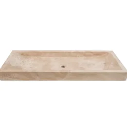Ro'Ma Nature Vasque à poser rectangulaire Travertin Beige 120x45x10 cm -* Vasque À Poser