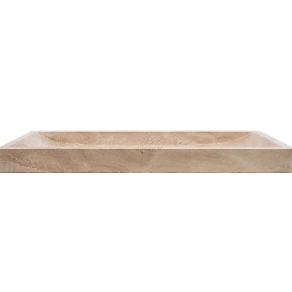 Ro'Ma Nature Vasque à poser rectangulaire Travertin Beige 120x45x10 cm -* Vasque À Poser