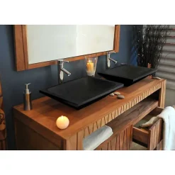 Autres Vasque à poser rectangulaire noire en Terrazzo pour salle de bain design